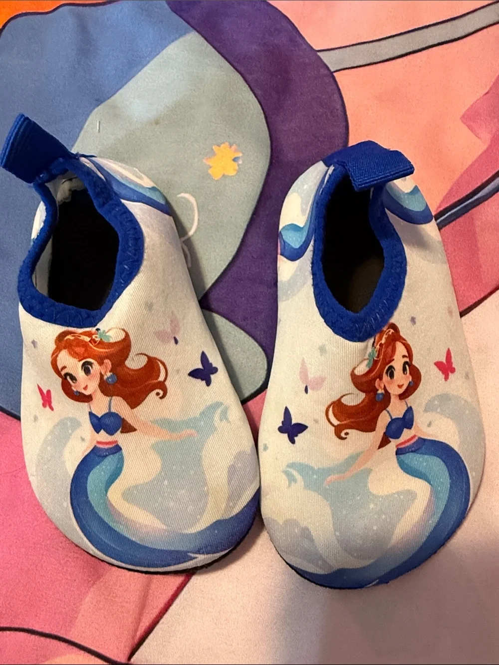 Kids Blue Mermaid Swim Shoes - Slip-On Water Socks